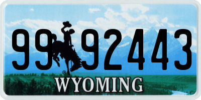 WY license plate 9992443