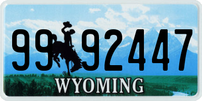 WY license plate 9992447