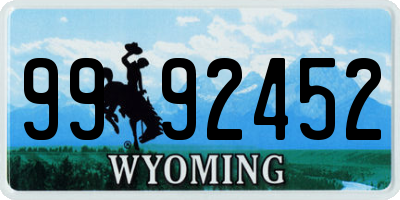 WY license plate 9992452