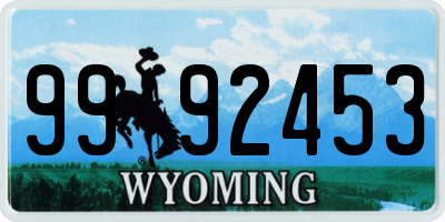 WY license plate 9992453