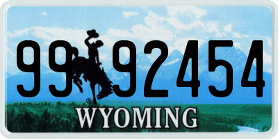 WY license plate 9992454