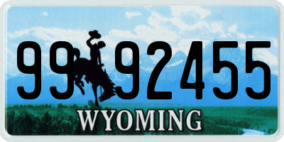 WY license plate 9992455