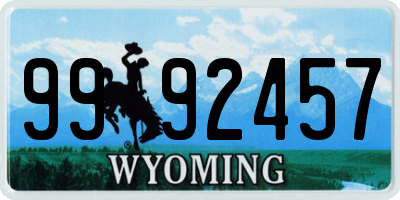 WY license plate 9992457