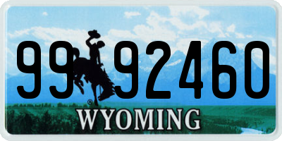 WY license plate 9992460