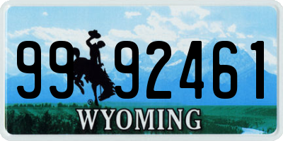 WY license plate 9992461