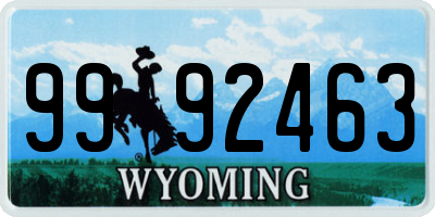 WY license plate 9992463