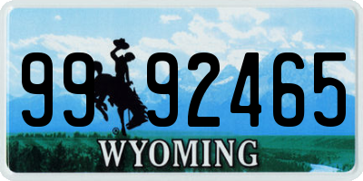 WY license plate 9992465
