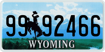 WY license plate 9992466