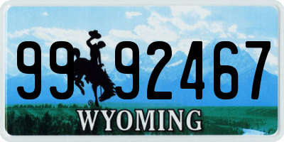 WY license plate 9992467