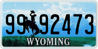 WY license plate 9992473
