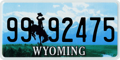 WY license plate 9992475