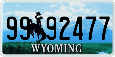 WY license plate 9992477