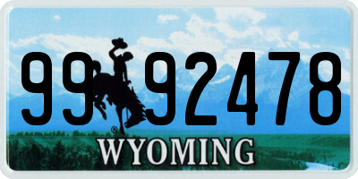 WY license plate 9992478