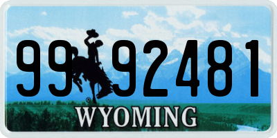 WY license plate 9992481