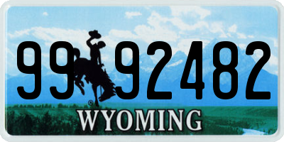 WY license plate 9992482