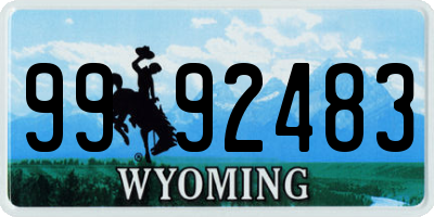 WY license plate 9992483
