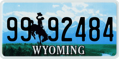 WY license plate 9992484