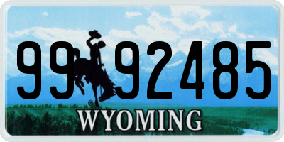 WY license plate 9992485