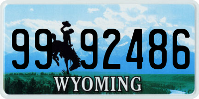 WY license plate 9992486