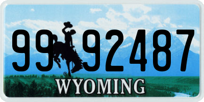 WY license plate 9992487