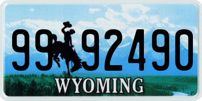 WY license plate 9992490