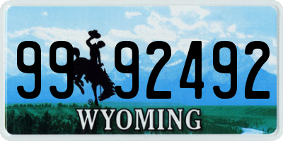 WY license plate 9992492
