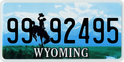 WY license plate 9992495