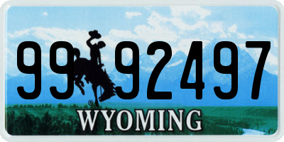 WY license plate 9992497