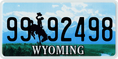 WY license plate 9992498