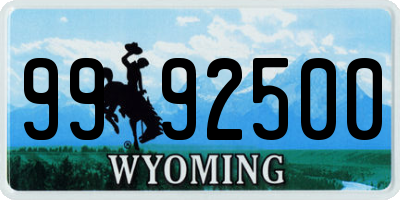 WY license plate 9992500