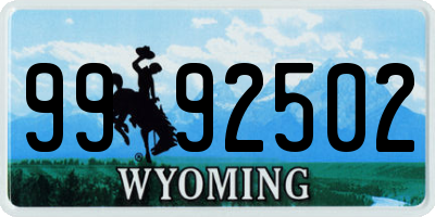 WY license plate 9992502