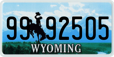 WY license plate 9992505
