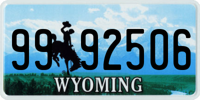WY license plate 9992506
