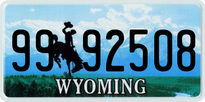 WY license plate 9992508