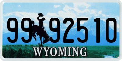 WY license plate 9992510