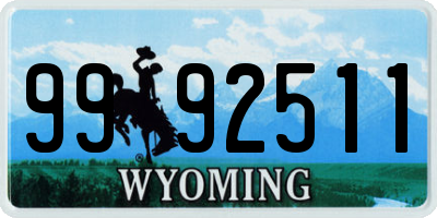 WY license plate 9992511