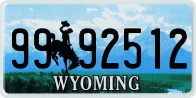 WY license plate 9992512
