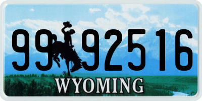 WY license plate 9992516
