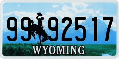 WY license plate 9992517