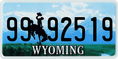 WY license plate 9992519