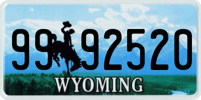 WY license plate 9992520