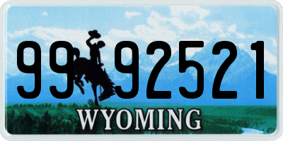 WY license plate 9992521