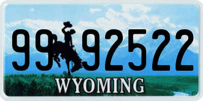 WY license plate 9992522
