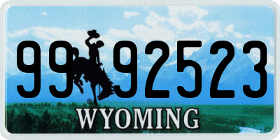 WY license plate 9992523
