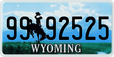 WY license plate 9992525