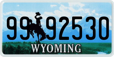 WY license plate 9992530
