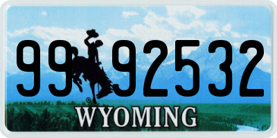 WY license plate 9992532