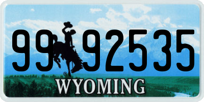 WY license plate 9992535