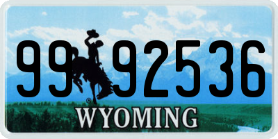 WY license plate 9992536