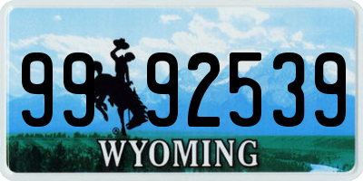 WY license plate 9992539